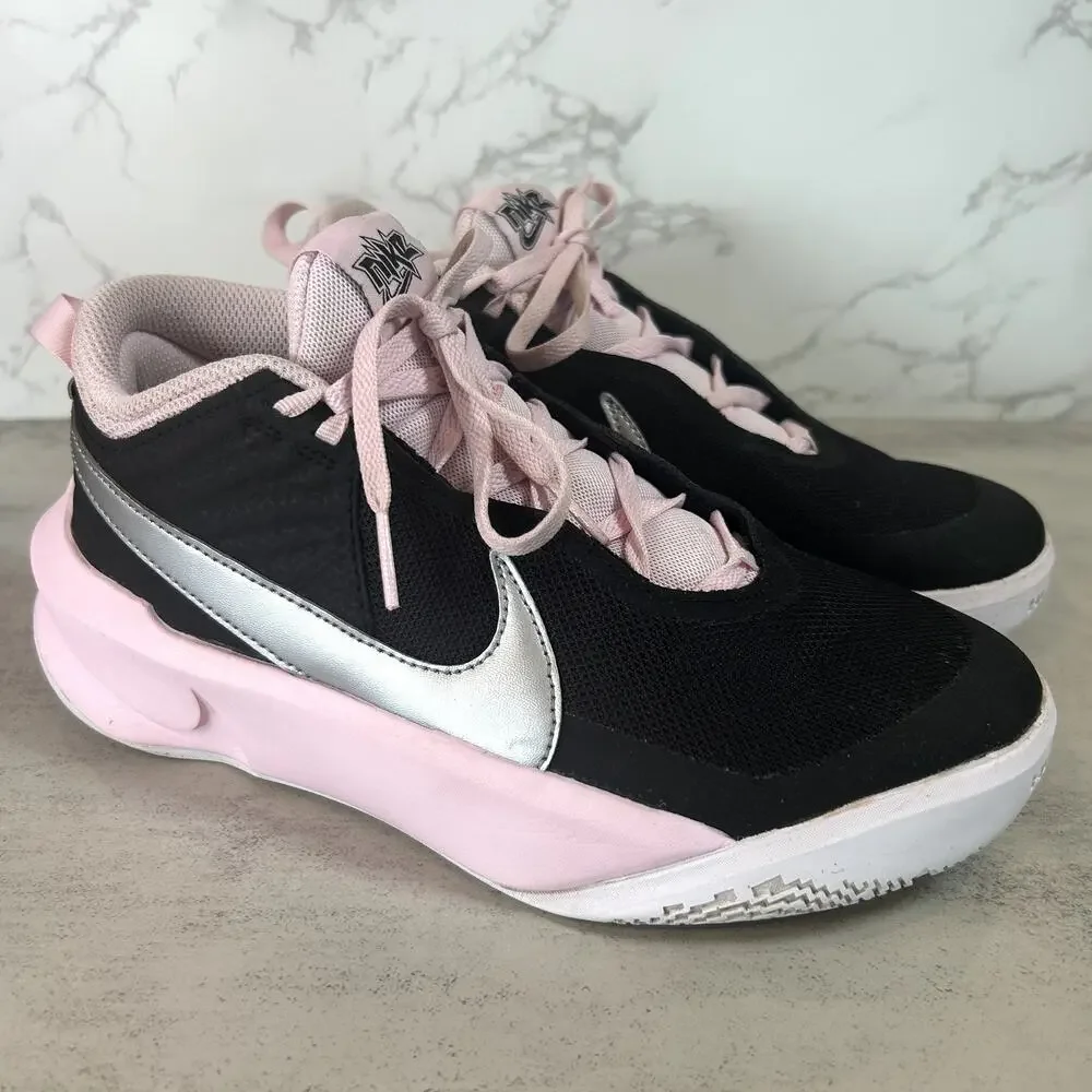 Nike Team Hustle Sneakers Black/Pink 5Y CW6735-003 Basketball Shoe Y2K Athletic
